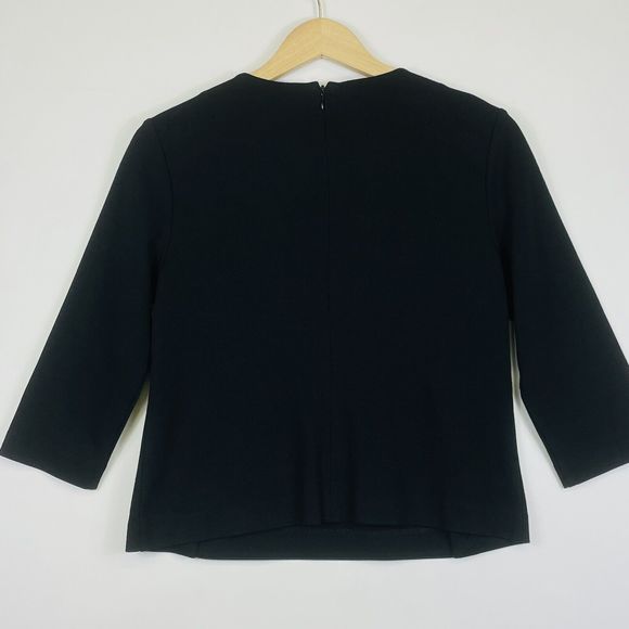 CAbi Black 3/4 Sleeve Back Zip Front Snap Rayon Blend Career Shirt Womens Small - Picture 4 of 5